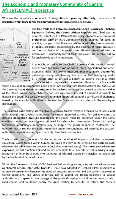 Central African Economic and Monetary Community (CEMAC, Cameroon, Congo, Chad...)