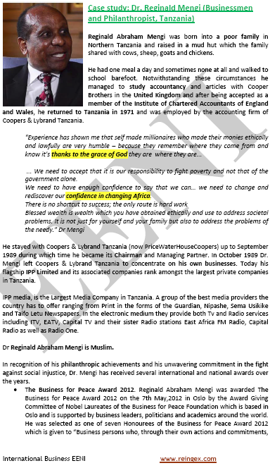 Reginald Mengi Businessman of Tanzania