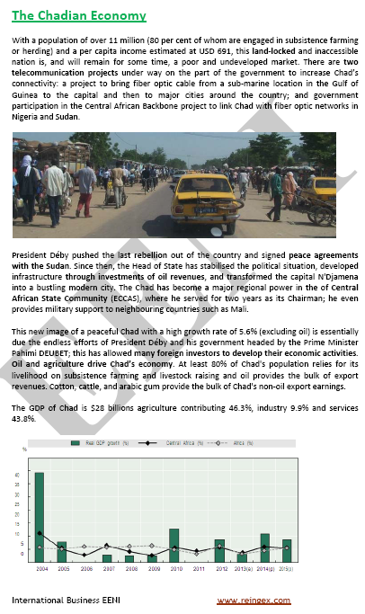 Business in Chad, N'Djamena. Chadian Economy and Foreign Trade. African oil exporter
