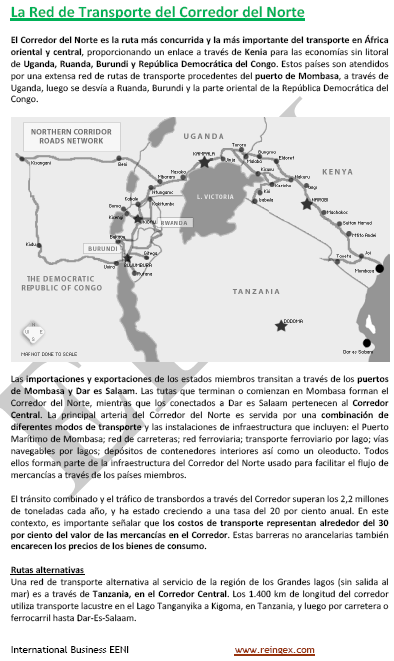 Corredor Africano Multimodal del Norte, Kenia, Uganda, Ruanda y Burundi, Curso transporte carretera