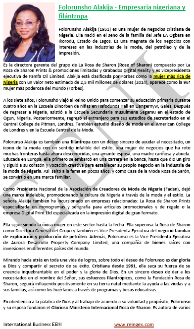 Folorunsho Alakija Mujer de Negocios de Nigeria