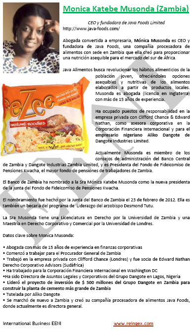 Monica Katebe Musonda Empresaria de Zambia