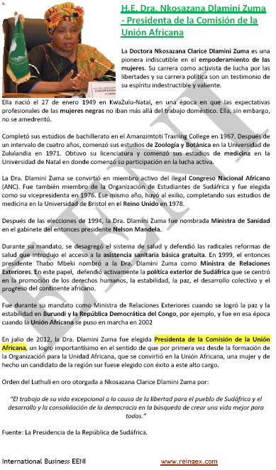 Nkosazana Dlamini-Zuma (Presidenta de la Unión Africana)