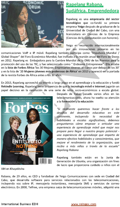 Rapelang Rabana (Mujer de negocios de Sudáfrica)