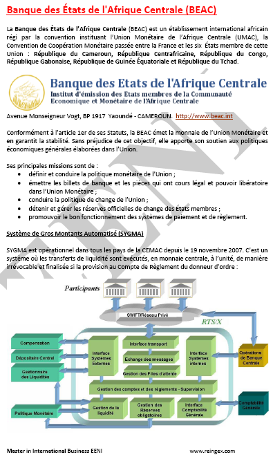 Banque des États de l’Afrique centrale (BEAC), Cours