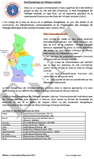 Pool énergétique Afrique centrale