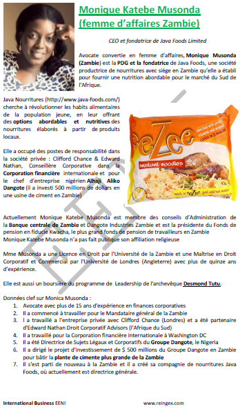 Monique Katebe Musonda (femme d’affaires / Zambie)