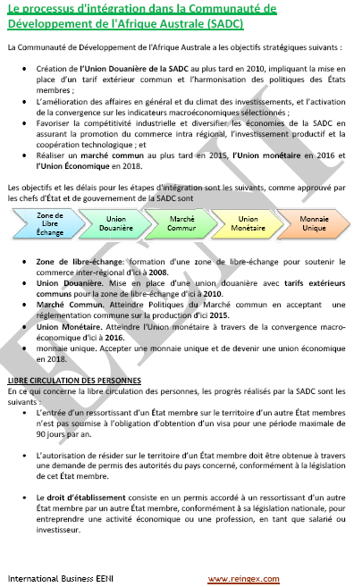 Communauté de développement d’Afrique australe (SADC) : l’Angola, le Botswana, les Comores, la RD Congo, le Lesotho, Madagascar...
