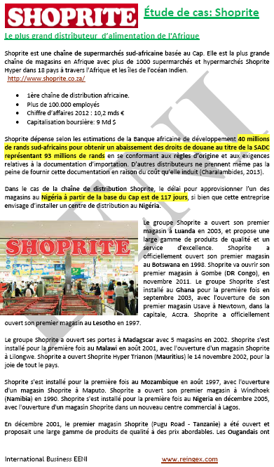 Shoprite distributeur Afrique