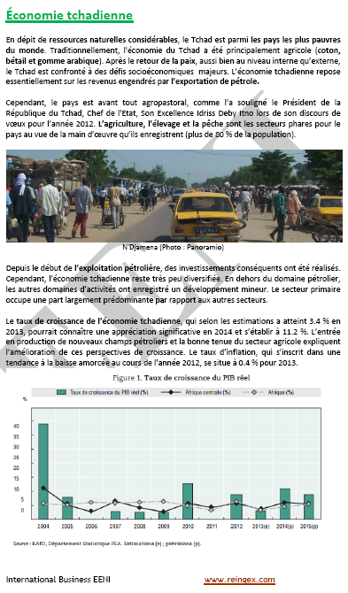 Commerce international et affaires au Tchad