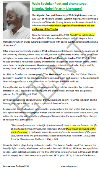 Wole Soyinka (Premio Nobel de Literatura)