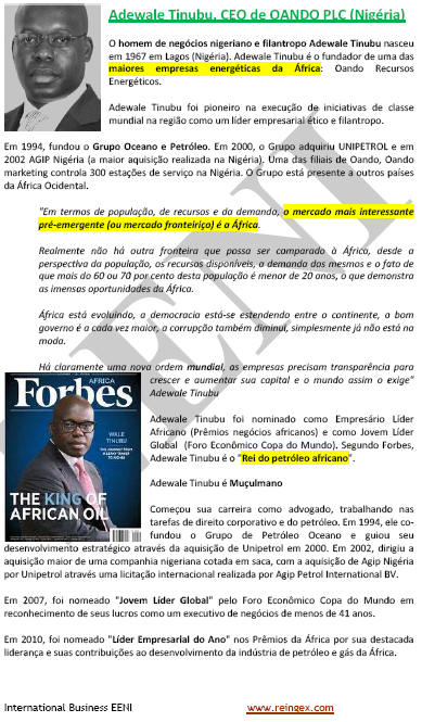 Adewale Tinubu Empresário nigeriano (Curso EAD)