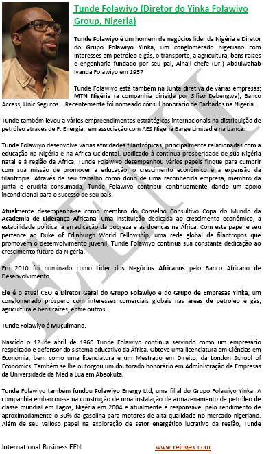 Tunde Folawiyo Empresário nigeriano (Curso EAD)